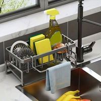 Zelfdrogende staande gootsteenrek met glanzende afwerking, modern, van carbonstaal, voor keuken en badkamer, multifunctioneel, duurzaam, ruimtebesparend