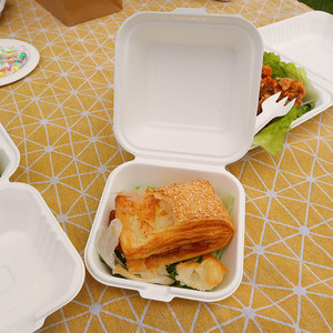 Caixa Moderna para Almoço de 6 Polegadas em Bagaço de Oliveira Verde, Biodegradável e Compostável, Embalagem para Fast Food e Viagem, Caixa para Hambúrguer - Product Image 3
