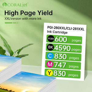 ตลับหมึก CLI-281XXL 280 281 PGI-280XXL Coraljet เข้ากันได้กับ TR8520 Canon PIXMA/TR7520/สีเครื่องพิมพ์ TS6120และสีดำ - Product Image 3
