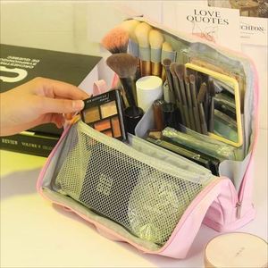 Portable Cosmetic Bag, Large Capacity Travel <b>Makeup</b> <b>Case</b> Organizer Women Toiletry Bag Traveling With Handle and Divider - Product Image 6