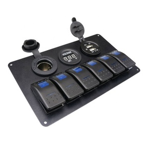 5V 12V 24V 1A 2.A 3.1A 6 puertos cargador <span class=keywords><strong>USB</strong></span> para coche enchufe voltímetro Digital encendedor de cigarrillos RV yate Panel de interruptor basculante de aluminio - Product Image 6