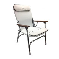 Chaise longue de pont en toile marine avec porte-gobelet, aluminium, coussins en mousse résistante de haute qualité, qualité professionnelle