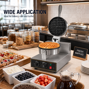 Compact Countertop Electric Waffle Machine 1.25kW Professional Round Waffle Baker Stainless Steel for Cafe and Food Truck - Product Image 5