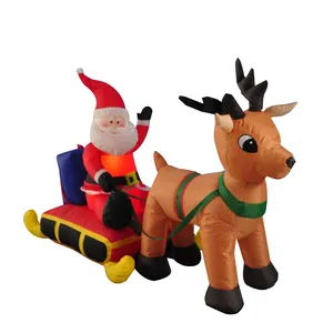 5英尺1.5米照明庭院草坪低地吹起户外充气圣诞老人驯鹿雪橇圣诞装饰