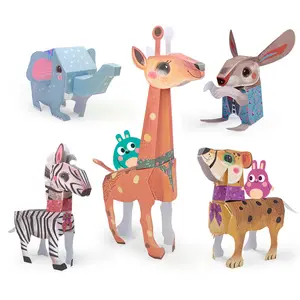 Juguetes hechos a mano de Origami para niños, 3D, modelo de animal tridimensional, papel chino e inglés, bricolaje, juego de corte de papel