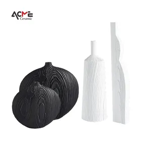 黑白定制高大家居装饰布置花烘干机现代创意简约陶瓷地板瓷花瓶