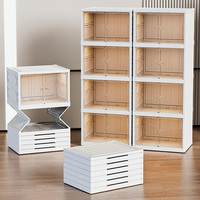 Armoire à chaussures pliable magnétique, boîtes de présentation anti-poussière, pas d'installation requise, organisateur de chaussures empilable multicouche pour la maison