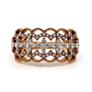 Bijoux design personnalisé exceptionnel or rose 18 carats 100% diamants naturels bijoux fins à mi-chemin bague de mariage pour femme - Product Image 1