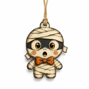 Lot de 10 ornements rétro en <span class=keywords><strong>bois</strong></span> pour Halloween – Fantôme, Citrouille, Chat, Hibou – Étiquettes suspendues en gros pour fêtes et événements - Product Image 5
