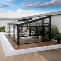 Serres modernes en alliage d'aluminium 4 saisons, toit incliné, double vitrage trempé, alimentées à l'énergie solaire, pour hôtels, extérieurs et jardins d'hiver