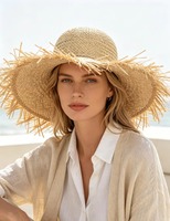 Sombrero de Paja Mexicano de Verano para Hombre y Mujer, Estilo Pava, Puerto Rico, Bad Bunny, Hawaiano, Playa, con Nido de Seagrass, Venta al por Mayor