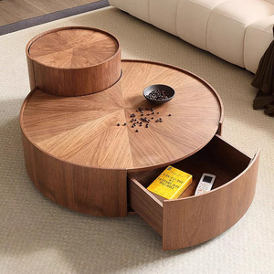 Bàn trà cà phê hiện đại cao cấp kiểu Ý, gỗ nguyên khối, sang trọng, màu óc chó sáng, thiết kế sáng tạo, nội thất phòng khách, đồ trang trí - Product Image 3