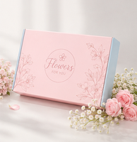 Boîte pliante personnalisée rose à motifs floraux avec insert pour fleurs, cosmétiques, aliments, cadeaux, logo imprimé, emballage de boîte cadeau pour envoi postal