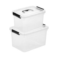 Lot de 4 boîtes de rangement rectangulaires modernes en plastique PE transparent de 10 litres avec clip de fermeture/boîte de rangement pour aliments et médicaments de cuisine avec couvercle