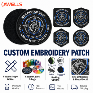 Écussons brodés personnalisés en 3D pour le club de scouts urbains, badge d'identité loup certifié OEKO-TEX AWELLS - Product Image 3