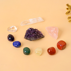 Kit Cadeau de Pierres Roulées en Améthyste Géode de Haute Qualité, 7 Chakras, en Boîte en Bois, Vente en Gros - Product Image 5