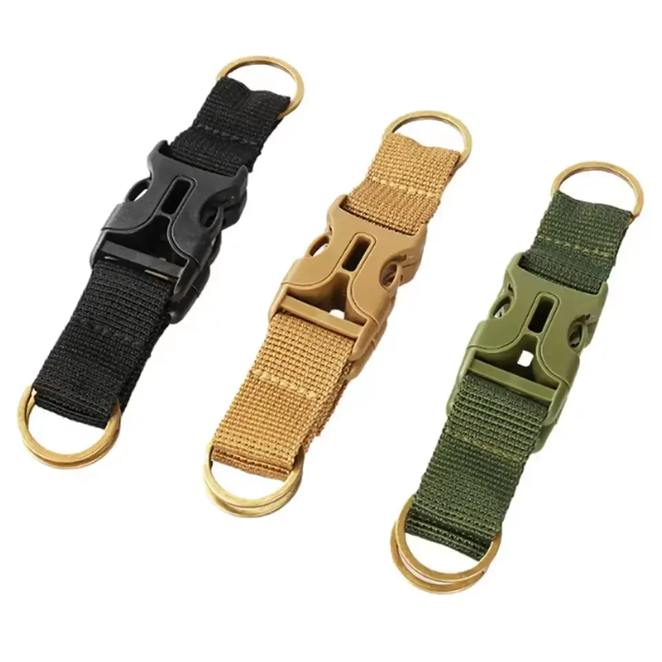 Taktischer Molle Schlüsselanhänger Ring-Clip Nylonband Rucksack Carabiner mit Doppel 2 Schnellentlüftung Buckel-Haken