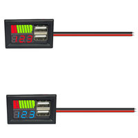 Panel pengukur voltase Voltmeter mobil USB 5V 2,4 A, 12 v-24 V 3 S-7 S indikator kapasitas baterai Lithium penguji daya asam timbal Li-ion