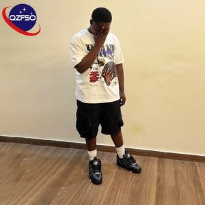 QZFSO, camiseta gráfica de Terry francés de peso pesado serigrafiada de alta calidad, ropa de calle, camisetas cuadradas recortadas lavadas con ácido para hombre - Product Image 1