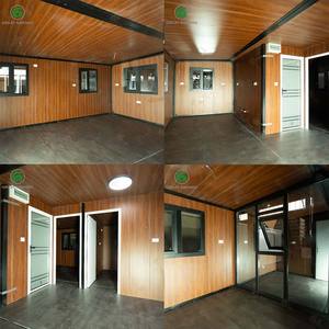 منزل حاويات قابل للتوسيع بطول 20 قدمًا مع جدران زجاجية وألواح معدنية منحوتة، منزل مسبق الصنع معزول للمكاتب - Product Image 2