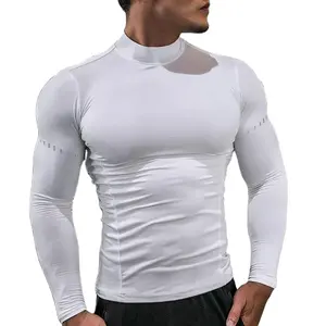Yeni spor atletik egzersiz Baselayer Tshirt erkek sıkıştırma hızlı kurutma koşu spor altında baz katman gömlek