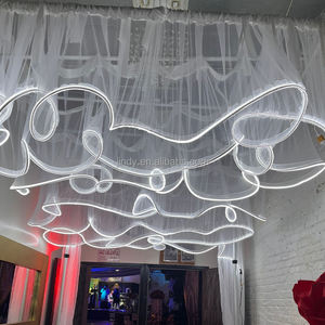 Rideaux <span class=keywords><strong>de</strong></span> plafond <span class=keywords><strong>de</strong></span> mariage uniques et luxueux <span class=keywords><strong>Voile</strong></span> blanc en forme <span class=keywords><strong>de</strong></span> S Rideau lumineux LED avec bande lumineuse Décoration <span class=keywords><strong>de</strong></span> plafond <span class=keywords><strong>de</strong></span> mariage - Product Image 2