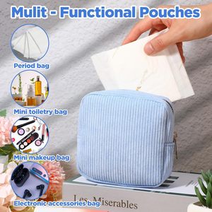 Versatile Corduroy Multi-Functional Pouch Stylish Solution for Organizing <b>Period</b> Supplies Cosmetics and Daily Essentials - Product Image 3