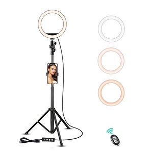 AIKE Global - Aro de Luz LED para Fotografía y Maquillaje de 26 cm/10 Pulgadas, 162 LED, Temperatura de Color Ajustable de 3000-6000K, 2 Soportes para Teléfono - Product Image 1