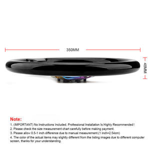 Volant de course ABS de 14 pouces avec support universel à 6 trous et bouton de klaxon, surpiqûres rouges, 350 mm, modification automobile - Product Image 4