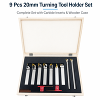 Kit de 9 porte-outils de tournage CNC avec plaquettes en carbure 20mm 25mm, outils de coupe indexables pour tournage, rainurage et filetage