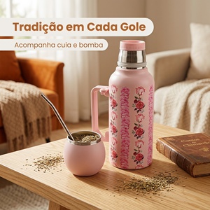 Taza de Yerba Mate de 1300 ml, Doble Pared, Acero Inoxidable, para Café, Té, Regalos Empresariales, Botella de Agua Portátil con Aislamiento Térmico - Product Image 3