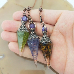 Péndulo de cristal de reiki energy, piedras naturales de 7 Chakras, piedra de peridoto de cuarzo rosa, Péndulo de amatista, Ojo de Tigre - Product Image 3