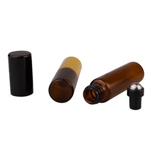 OEM 2ml 3ml 5ml 10ml bouteille à bille en verre ambré avec boule en métal petit rouleau bouteille d'huile essentielle flacons de <span class=keywords><strong>parfum</strong></span> brun grossiste - Product Image 4