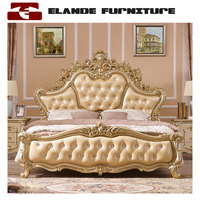Lit double en cuir de style européen, villa de luxe pour chambre principale, villa haut de gamme, pour mariage français