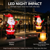 Dekorasi Natal Tiup Premium 6FT Santa Claus yang Berangguk dengan Tas Hadiah LED untuk Pusat Perbelanjaan Hotel