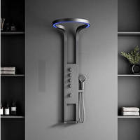 Panneau de douche gris bronze moderne avec affichage numérique et contrôle de la température par LED, ensemble de douche pour salle de bain
