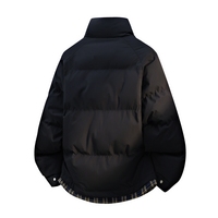 Manteau d'hiver matelassé à carreaux pour hommes, col montant, fermeture éclair et boutons-pression, poches latérales zippées, coupe ample, résistant au froid
