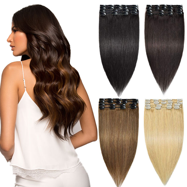 Dropshipping cuticle aligned Raw virgin 12A brazilian Hair 100 remy clip in human hair extensions