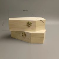 Fournitures d'Halloween : Urne funéraire pour animaux de compagnie, forme polygonale, en stock, style à couvercle rabattable, boîte cadeau en bois sur mesure