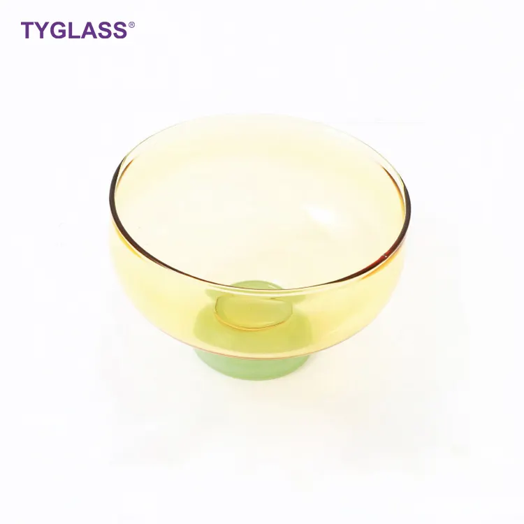 Hot Sale Customized Color Glassware Bowls Creativity Modern Style fruit ice cream Colored Borosilicate Glass Bowl and Cup
