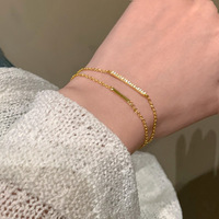 Bracelet minimaliste en argent S925 à double chaîne, bracelet empilable délicat en argent sterling 925