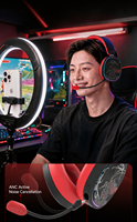 WOOKING HS Pro Headset Gaming Nirkabel Profesional Tiga Mode dengan Mikrofon, Driver Dinamis 50mm, Pencahayaan RGB, Tahan Air IPX5