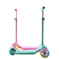 Trottinette à 3 roues pliable à hauteur réglable pour filles, verte et rose, avec lumières clignotantes, en acier, avec kit de casque