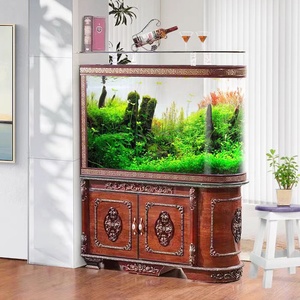Grand <span class=keywords><strong>aquarium</strong></span> d'usine avec support et armoire en bois, <span class=keywords><strong>aquarium</strong></span> classique avec couvercle et éclairage LED - Product Image 4