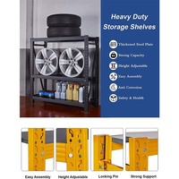 Étagère métallique robuste à 3 niveaux, étagère de rangement pour garage, étagères utilitaires en acier réglables pour entrepôt, cuisine, organisation
