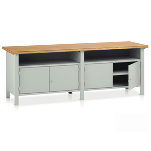 Tecnotelai Établi classique avec armoires, plateau en bois, 2500x750x900mm - Product Image 1