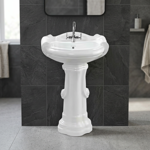 Lavabo sur pied en céramique Vitrosa bicolore fantaisie, couleur café, pour hôpital, villa, salle de bain - Product Image 4