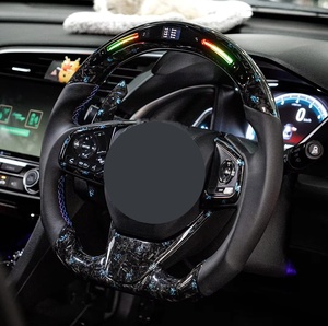 Vô lăng thể thao LED bằng sợi carbon giả & da dành cho Civic thế hệ thứ 10 2016-2021 - Nâng cấp nội thất đua xe sọc xanh - Product Image 4