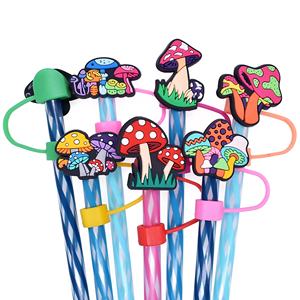 หมวกฟางคุณภาพสูงขนาด 10 มม. สีเห็ดใหม่ ขายดี พร้อมจุกปิดหลอดพลาสติกแบบนิ่มสำหรับแก้วสแตนลีย์ - Product Image 3