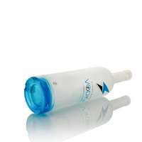 Bouteille en verre ronde givrée de luxe haut de gamme vide 700ml 750ml avec logo personnalisé pour la vodka, le rhum, le gin, la tequila, les spiritueux